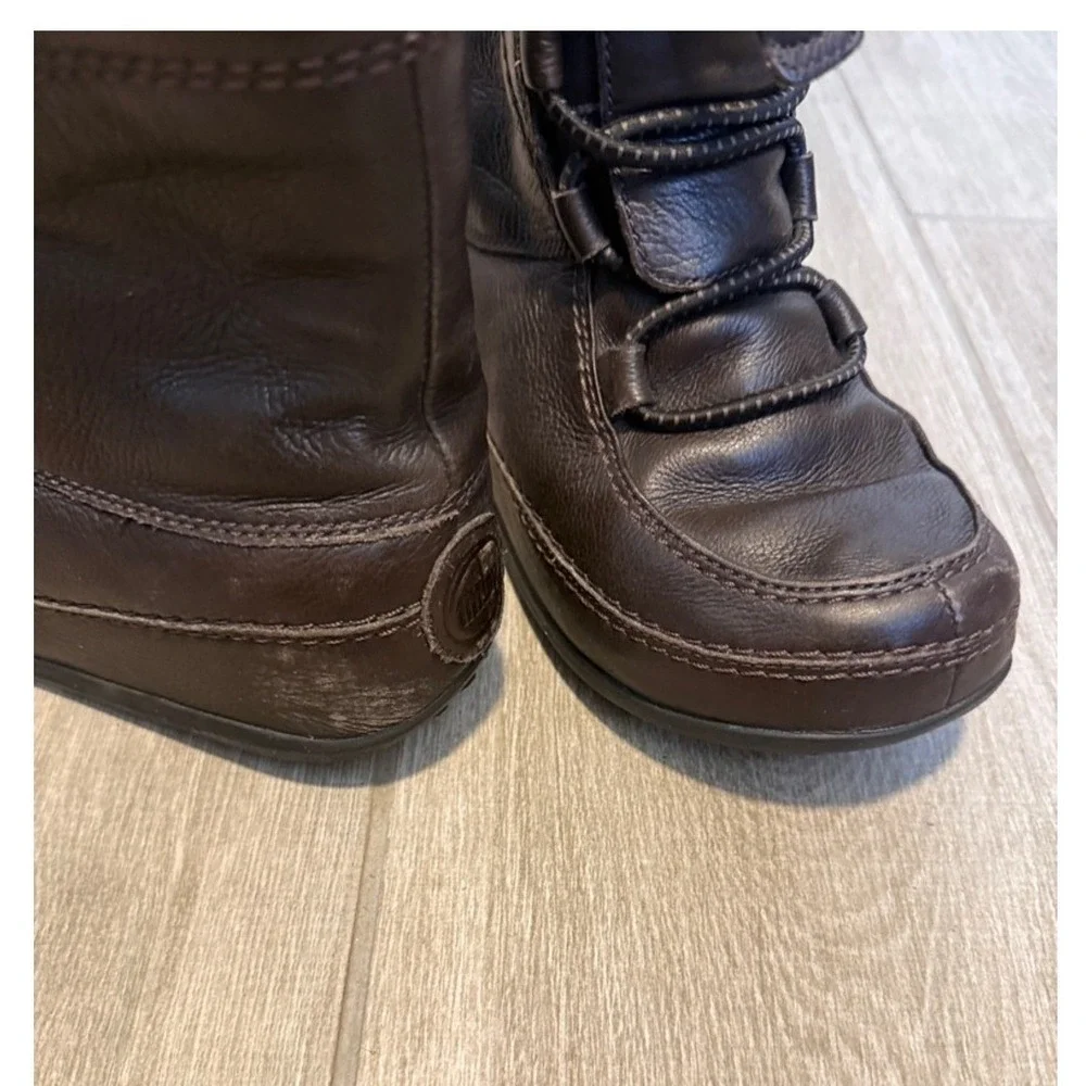 FitFlop Mukluk Leather Shearling Lined Winter Boots Brown Womens‎ 6